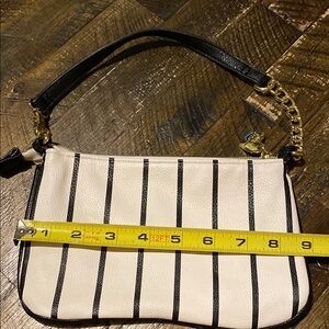 Betsey Johnson Black and White Striped Clutch